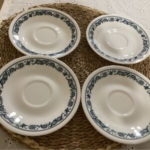 4 Corelle Blue Floral Pattern Dinner Plates